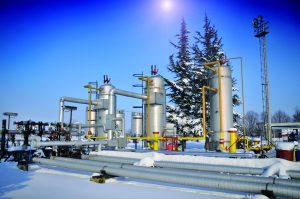 Oil and gas plants in winter