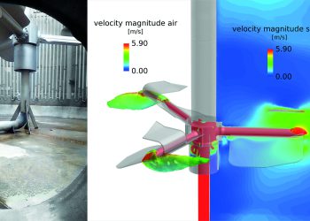 Das Ekato Combijet+ Rührorgan mit einem Durchmesser von 4,4 m in einer biologischen Aufbereitung.