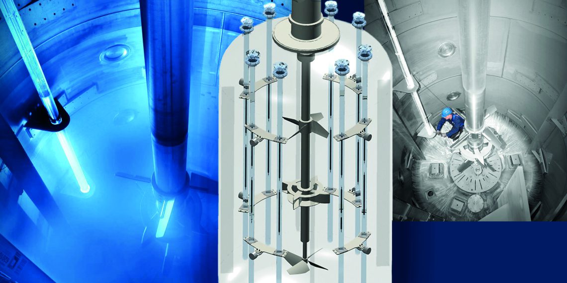 ^Gerührter Photoreaktor für neue Syntheserouten. Bild: Ekato