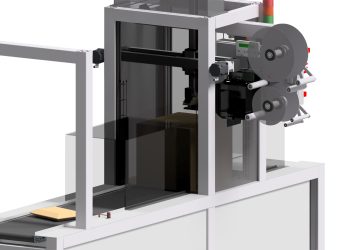 Das neue 3-D Etikettierportal Legi-Flex 6100 etikettiert unterschiedliche Verpackungsformen passgenau im Durchlauf. (Bild: Bluhm Systeme)