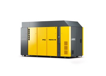 Der trockenverdichtende Schraubenkompressor der FSG-Baurreihe mit dem neuen integrierten Rotationstrockner i.HOC liefert zuverlässig und stabil Druckluft mit Drucktaupunkten bis zu minus 30 Grad Celsius und spart dabei Energie und Platz. Bild: Kaeser Kompressoren