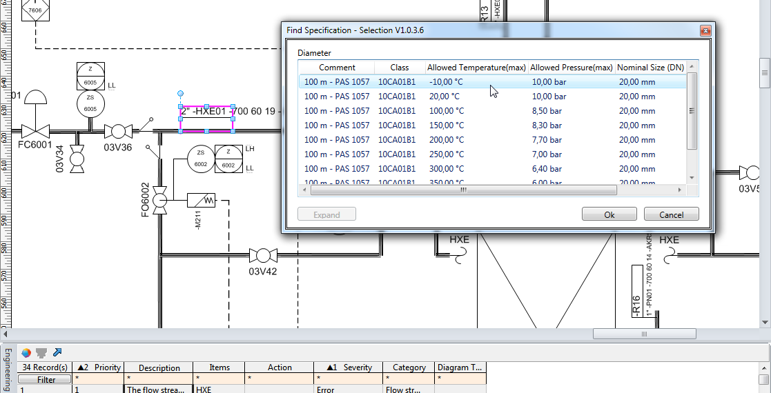 Rohrklassen schneller spezifizieren: Der Asstistent „Find Specification“ durchsucht Kataloge nach passenden Elementen und weist die Auswahl der Leitung zu.