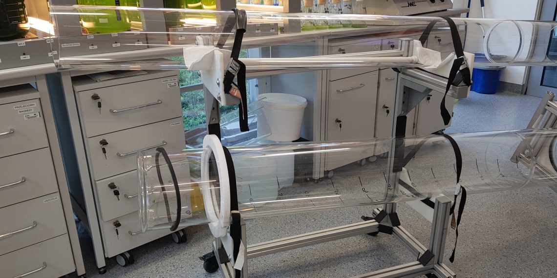 Ergonomische Entnahme schwerer Behälter item konstruiert Modulgehäuse für die Algenzucht