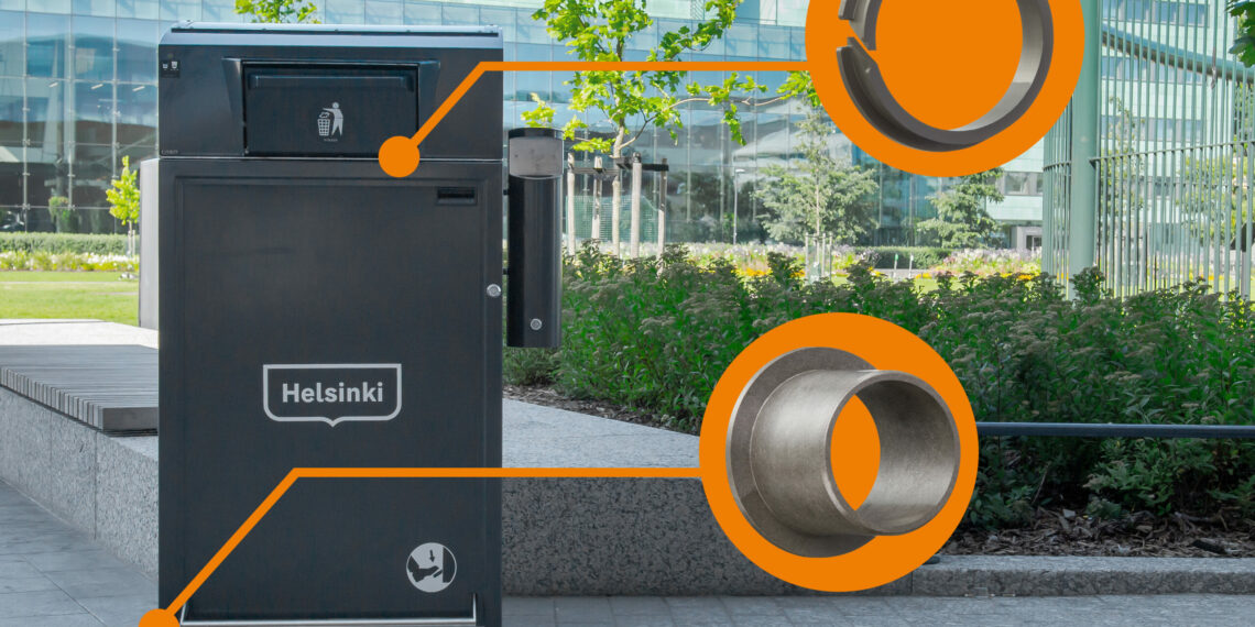 Solar-Müll­ton­nen mit Kunststoffgleitlagern