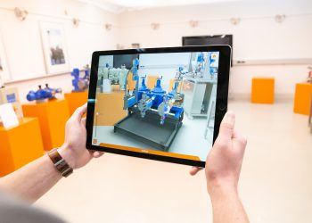 Das frei skalierbare 3D-Modell ermöglicht mittels Ground Plane Detection detailreiche Einblicke in den komplexen Pumpenaufbau. Bild: Lewa