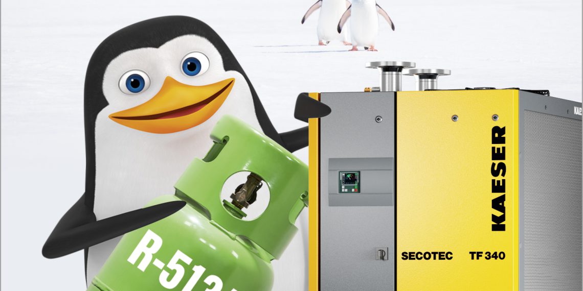 Das Kältemittel R 513A bietet für Kältetrockner die derzeit zukunftssicherste Lösung. Alle Kaeser Kältetrockner arbeiten bis Ende 2019 mit dieser umweltfreundlichen und sicheren Alternative. (Bild: Kaeser Kompressoren)