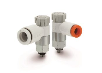 Die Drosselrückschlagventile der Serie AS-X790 mit M3-Gewinde und Edelstahlanschluss sind bestens für Steuerung der Geschwindigkeit von Kurzhub-Zylindern bei eingeschränkten Platz- oder Gewichtsverhältnissen geeignet. Bild: SMC Deutschland