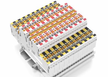 Klippon Connect-KNX-Reihenklemmen ermöglichen die Verdrahtung der Haupt- und Reserveadern eines KNX-Bussystems auf nur 7 Millimeter Baubreite. (Bild: Weidmüller)
