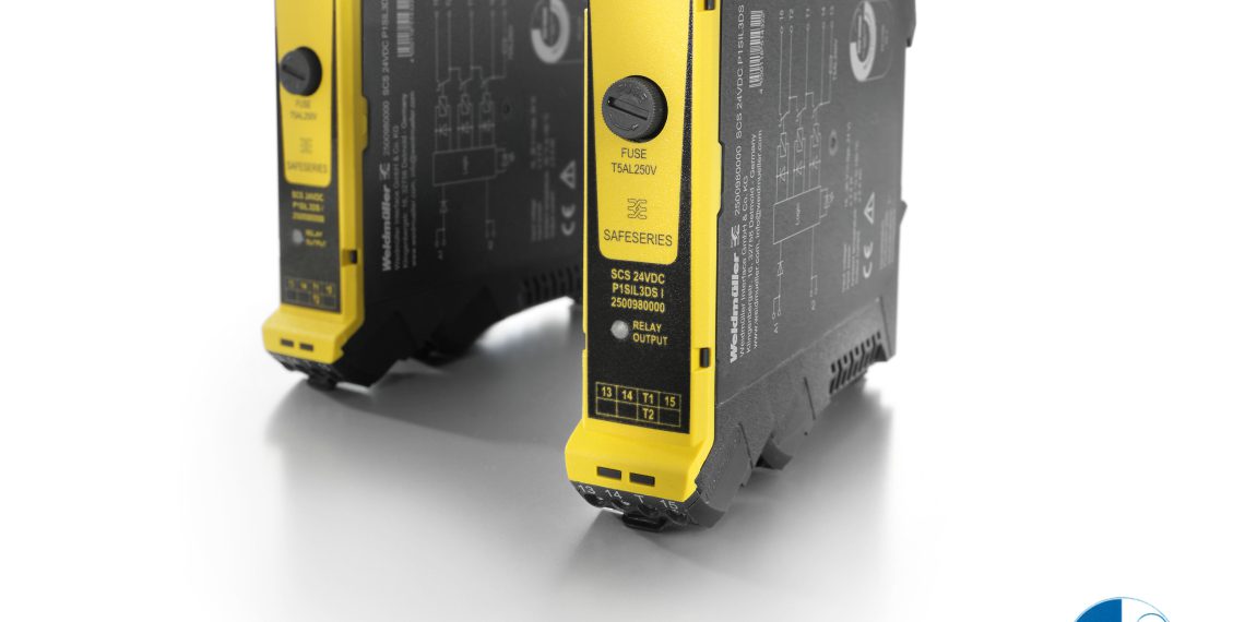 Weidmüller Sicherheitsrelais „SCS 24VDC P1SIL3DS I“ für den Einsatz mit Triconex®-Sicherheitssteuerungen von Schneider Electric zugelassen: TÜV zertifiziert und UL zugelassen. (Bild: Weidmüller)