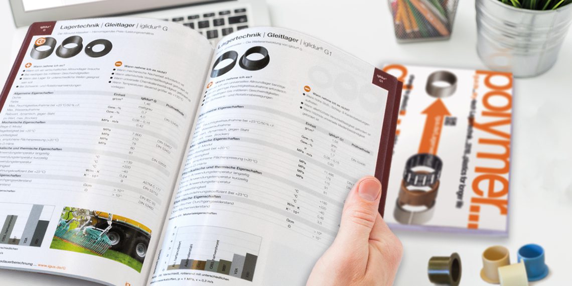 Der neue iglidur Katalog hilft mit praktischer Werkstoffübersicht, Größenauswahl und Preisliste bei der schnellen Auswahl einer schmiermittelfreien Gleitlagerlösung. Bild: igus