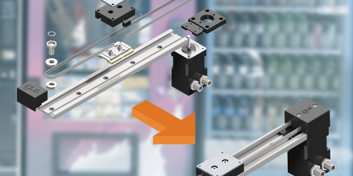 Vom Einzelteil bis zum System: Für ein schnelles Automatisieren in engsten Bauräumen hat Igus jetzt mit seinen Kunststoffkomponenten die kompakte und kostengünstige Zahnriemenachse drylin ZLN entwickelt. (Bild: Igus)