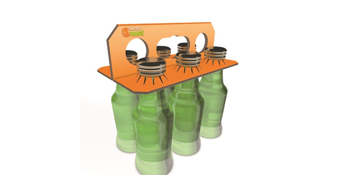 Minimaler Materialeinsatz, maximaler Nutzen: Der innovative Flaschenträger definiert Multipacks neu. (Bild: Panther-Packaging)