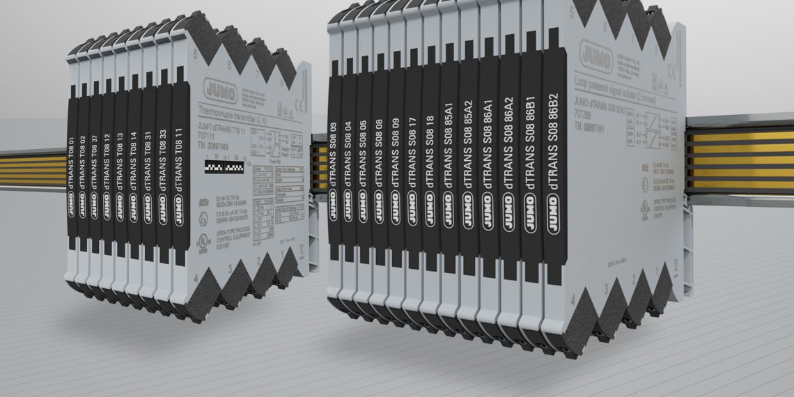 Die Temperaturmessumformer und Signal-/Trennwandler der Jumo dTRANS T08-Serie und Jumo dTRANS S08-Serie zeichnen sich durch hohe Zuverlässigkeit, einfache Inbetriebnahme und eine schmale Bauform aus.
