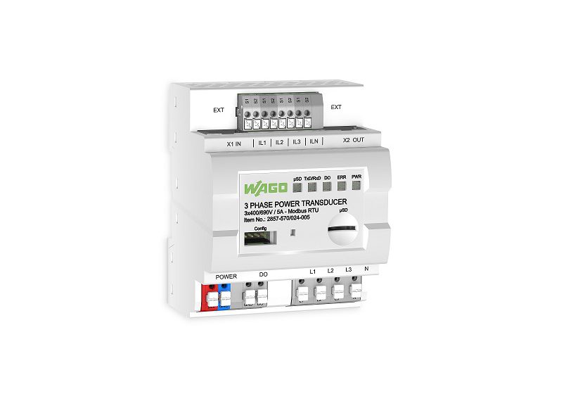 Messungen im dreiphasigen Versorgungsnetz mit dem 3-Phasen-Leistungsmessumformer von Wago