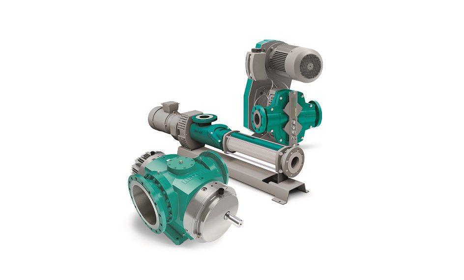 Die Netzsch Produktgruppe der Verdrängerpumpen: Nemo Exzenterschneckenpumpe, Tornado Drehkolbenpumpe und die Notos Schraubenspindelpumpe.