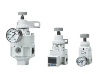 Die neuen Basis- und Präzisionsdruckregler der IR#000-A und IR#200-A-Serie von SMC kommen ohne Festdrossel aus und arbeiten dadurch mit minimalem Eigenluftverbrauch überaus wirtschaftlich. Bild: SMC Deutschland