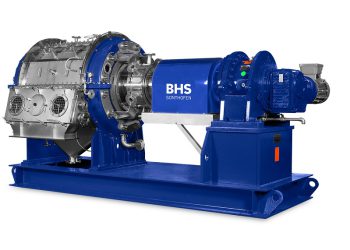Typischer Druckdrehfilter vom Typ RPF A09 mit CenterDrive-Antrieb und einer aktiven Filterfläche von 2,16 m² für den Einsatz in der Lebensmittelindustrie. Bild: BHS-Sonthofen