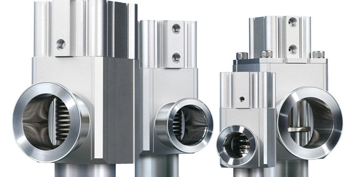 Die Hochvakuum-Eckventile der XL-Serie: Jetzt auch mit hitzebeständigem Signalgeber für die Hochtemperaturausführung, wahlweise mit Elektromagnetventil und austauschbarem Faltenbalg. (Bild: SMC Deutschland)