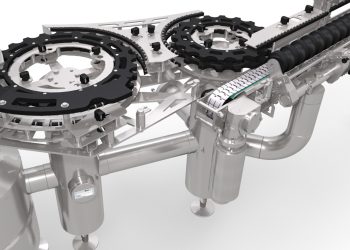 Mit der hygienischen Schnellverriegelung Quicklock können Flaschenführungsteile werkzeuglos und mit wenigen Handgriffen getauscht werden. Bild: KHS-Gruppe