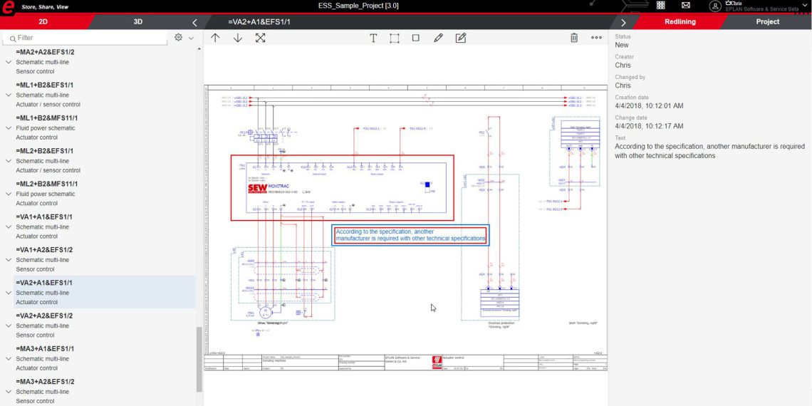 Änderungen können dokumentiert und an den Eplan Anwender weitergeleitet werden. Dieser kann die Anpassungen listengeführt umsetzen - handschriftliche Interpretationsschwierigkeiten sind Vergangenheit.