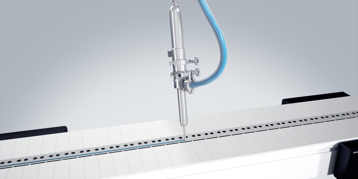 Anwendungsbeispiel kontinuierliches Dosieren mit dem 4VPHD6 von ViscoTec. Bild: ViscoTec Pumpen- u. Dosiertechnik