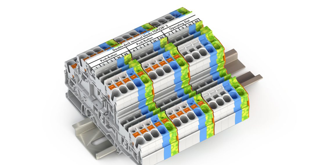 WAGO Doppelstockklemmen mit Drücker und senkrechter Leitereinführung