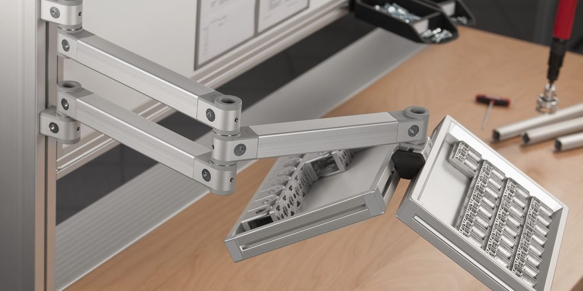 Schwenkarm 8 von item: Friktionsgelenke sorgen für maximale Flexibilität