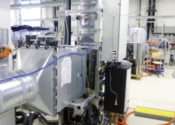 Aufbau des entwickelten Demonstrators für die kombinierte Nutzung von Außen- und Abluft.