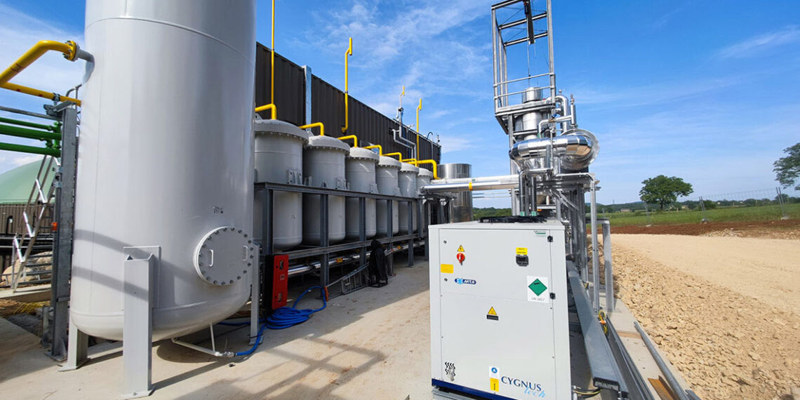 Bio­gas­auf­be­rei­tung durch effi­zi­en­te Wär­me­pum­pen­tech­nik ergänzt