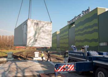 Die Container werden bei thyssenkrupp Steel direkt auf dem Firmengelände installiert und arbeiten als Edge-Rechenzentren inklusive einer Cloud-Anbindung. Bild: Rittal